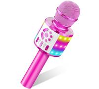 MicQutr Micrófono Karaoke Bluetooth, Microfono Inalámbrico Karaoke Niña Portátil con Luces LED Regalo Juguetes para Niños Canta Partido Musica, Compatible con Android, iOS, PC