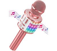 MicQutr Micrófono Karaoke para Niños Inalámbrico Bluetooth con Cambio de Voz y Luces LED - Regalo Cumpleaños/Navidad para Niñas y Niños de 3-12 Años, Batería Recargable y Altavoz para Fiesta Familiar