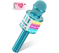 MicQutr Micrófono Karaoke para Niños Inalámbrico Bluetooth con Cambio de Voz y Luces LED - Regalo Cumpleaños/Navidad para Niñas y Niños de 3-12 Años, Batería Recargable y Altavoz para Fiesta Familiar