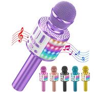 MicQutr Micrófono Karaoke para Niños Inalámbrico Bluetooth con Cambio de Voz y Luces LED - Regalo Cumpleaños/Navidad para Niñas y Niños de 3-12 Años, Batería Recargable y Altavoz para Fiesta Familiar
