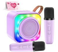 MicQutr Regalo Niña 3-12 Años, Karaoke 2 Micrófonos Inalámbricos, Microfono Karaoke Infantil Juguetes Altavoz Bluetooth Portátil con Luces LED - Regalo Navidad para Niñas y Niños Cantar (Verde)