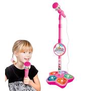 MICR con soporte para la cabeza, 21 x 100 cm, micrófono de karaoke con soporte ajustable y luz colorida, juguete de canto musical para niños y niñas