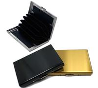 MICREEN 3 Piezas Porta Tarjetas de Crédito, Tarjetero de Acero Inoxidable con 6 Ranuras, Portatarjetas de Visita de Metal con Bloqueo RFID para Hombres y Mujeres (Plata, Negro, Oro)