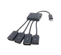 (micro)4 Port MicroUSB TypeC Power OTG Extenders Hub Cable Black For Tablets Smartphones Charging Connection Multicolor