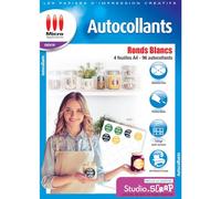 Micro Application - Papel autoadhesivo - Fondo blanco - 4 hojas A4-96 pegatinas - 4 cm de diámetro - Fácil de imprimir - Compatible con impresoras de inyección de tinta