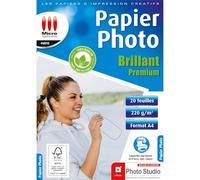 Micro Application - Papel fotográfico brillante premium - 220 g/m² - 20 hojas - Tamaño A4 - 100% reciclable - Papel certificado FSC - Sin polietileno - Embalaje cero plástico