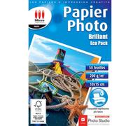 Micro Application - Papel fotográfico brillante - Tamaño 10 x 15 - Gramaje 200 g/m² - 50 hojas - Paquete económico - Papel certificado FSC - Embalaje cero plástico