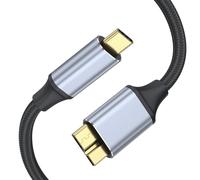 Micro B a USB C, cable USB 3.0 de nailon de 50 cm, cable de disco duro externo compatible con Seagate, WD Toshiba, MacBook Pro/Air, iPad, iPhone, Samsung Galaxy S25