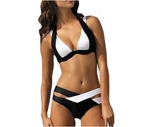 Micro Bikini BañAdor Natacion Mujer Triangulo Pecho Sólido Traje de baño Dama Conjunto Pieza Bikini Que Contiene Fashionista Sexy Trajes de baño Talla Grande Bandeau con Aros Sin (Black, M)