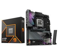 Micro Center Procesador de CPU AMD Ryzen 9 9900X con placa base GIGABYTE X870E AORUS Master (ATX, DDR5, 4X M.2, PCIe 5.0, USB4, WIFI7)