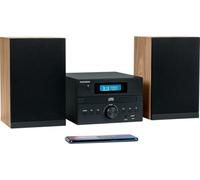 Micro-chaîne Bluetooth - THOMSON - Bois/Noir - Radio FM/CD/MP3/USB, 20W RMS, Tuner FM RDS, Prise casque, Télécommande, Alim.