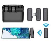 Micro Corbata Inalámbrico Micrófono USB (Tipo-C) para Android con caja de carga, mini cable anti ruido, ideal para Youtube Facebook, TikTok, Instagram, Live Stream, Vlog, Entrevista, Plug & Play