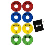 Micro Gainz - Juego de discos de peso fraccionales estándar de 1 pulgada con agujero central de 1 pulgada, 8 piezas con bolsa (elegir color), diseñado para barras y mancuernas estándar de 1 pulgada,