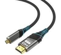 Micro HDMI To HDMI,micro hdmi Cable 2M 4K@60HZ 3D 1080P Cable adaptador tipo D a A Soporta 3D,HDR y ARC micro hdmi a HD MI compatible con Raspberry Pi 5/4,cámaras A6300 A6400,Hero,Yoga,ODROID,etc