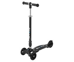 Micro® Kickboard, Diseño Original, Patinete 3 Ruedas Adultos, Sistema de Giro por inclinación, Incluye Manillar en T y Manillar en Stick (Estilo Surf) (Compact Negro)