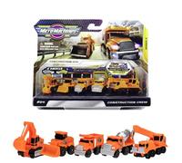 Micro Machines MMW0021 Paquete de Equipo de construcción, Cuenta con 5 Coches de Juguete temáticos correspondientes de Escena Altamente coleccionables - vehículos pequeños, Gran Mundo, Naranja