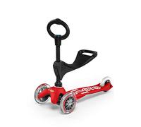 Micro® Mini 3en1 Deluxe. Patinete evolutivo 3 Ruedas, 1,5-5 años, Manillar Regulable 48-68cm, Asiento de Aprendizaje. (Rojo)