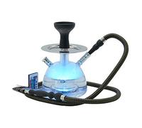 Micro Modern - Juego de narguile de burbujas acrílicas con cubierta para el viento, cuenco de silicona, manguera de seda, pinzas, luz LED mágica remota para un mejor ahumado de narguile