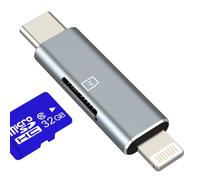 Micro SD Card Lector USB C a Lightning Adaptador para iPhone 17 16 15 14 13 Pro Max para Apple para iPad Cámara Digital PC Card Reader Accesorios Compatible con Samsung Galaxy S26 S25 Ultra Memoria