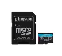Kingston Canvas Go Plus microSDXC Tarjeta de Memoria Gen4 200MB/s A2 U3 V30 64GB con Adaptador-SDCG4/64GB