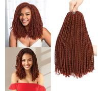 Micro Twist Crochet Hair 8 pulgadas Pre-looped Curly Mini Passion Twist Crochet Hair Mini Senegalese Twist Crochet Hair Extensiones de pelo sintético (350#, 12 pulgadas (3 paquetes)