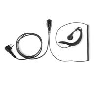 Microauricular Gancho Oreja Jetfon JR-1703 E/C Motorola Yaesu PTT | Conexión de 2 pines tipo M, cable en espiral de alta durabilidad, pinza metálica giratoria y cápsula de audio ergonómica.
