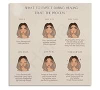 Microblading Aftercare Guide Eyebrow Healing Process Poster Canvas Wall Art for Beauty Salon(Framed,16x24inch(40x60cm))