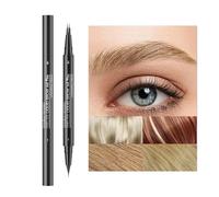 Microblading - Bolígrafo líquido de doble punta para cejas con pincel, maquillaje de ojos, lápiz de contorno de cejas con 2 puntas de tenedor y punta precisa