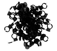 Microblading Pigment Ring Cups Tattoo Ink Anning Cups Semi Permanente Cejas Soporte de Cejas con Cubierta para Tatuajes Maquilladoras 50 Piezas de Plástico (Negro)