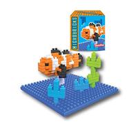 Microbricks - Pez Payaso de Deluxebase. Puzzle del océano con Mini Bloques. Temática Animal. Rompecabezas 3D fácil de Usar para niños y niñas