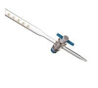 Microbureta de borosilicato, Burette Multiple Sizes Class A Accuracy Borosilicate Glass With Accessories(Blue-white line 25ml)