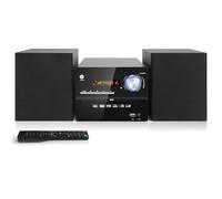 Microcadena Bluetooth, Microsistema Hi-Fi 2x15W con Reproductor de CD DVD MP3, Minicadena Sistema de Música con Radio FM, Bluetooth, Entrada Auxiliar, Entrada USB/Mic, Compacto Hi-Fi con Salida RCA