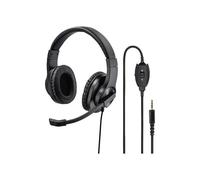 Microcasco supraaural con cable estéreo negro, volumen ajustable, silencio del micrófono para ordenador.