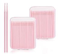 Microcepillos Aplicadores, 400PCS Micro Cepillos, Bastoncillos Pestañas Micro Cepillos, Varitas para Extensiones de Pestañas, para Eliminación de Maquillaje, Nail Art(Rosa)