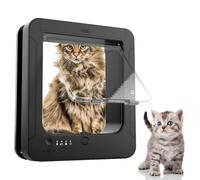 Microchip Cat Slap, Etiquetas de Collar RFID, Compatible con Microchip, Instalar en Puertas, Ventanas, Baterías de 4Xaa Requeridas, No Incluidas, para Gato, Cachorro (Negro)