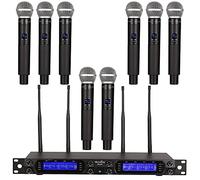 MicrocKing Sistema de micrófono inalámbrico, micrófonos de mano dinámicos inalámbricos UHF de 8 canales, largo alcance de 400 pies, conexión automática, ideal para karaoke, fiesta, boda, discurso y