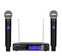 MicrocKing Sistema de micrófono inalámbrico, micrófonos dinámicos de Mano, Rango de Funcionamiento de 150 a 260 pies, 16 Horas de Uso Continuo, Ideal para Karaoke, Fiesta, DJ, Iglesia, Boda,