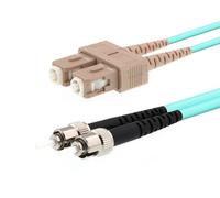 MicroConnect Cable de Fibra Óptica Multimodo OM3 50/125, ST a SC, Dúplex, Azul Aqua, 2 Metros, para 10G/40G/100G Ethernet, SFP+