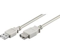 Microconnect USB 2.0 A-A 0.1m M-F - Cable USB (0,1 m, USB A, USB A, 2.0, Male Connector/Female Connector, Gris)