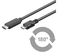 Microconnect usb c/micro usb b, 1 m cable usb usb 2.0 micro-usb b negr