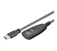 Microconnect USB3.0AAF5A - Cable USB (5 m, USB A, USB A, 3.0 (3.1 Gen 1), Male connector/Female connector, Negro)