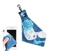 Microfiber Cleaning Cloth | Keychain Eyeglass Wipes | Washable Floral Pattern Lens Cleaner | For Glasses Camera Phone Windshield Window Mirror Screen Sunglasses