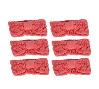 Microfiber Headbands 6 Pack | Soft Elastic Bowknot for Makeup/Face Washing/Sports | Thickened Hair Bands Keep Hair Back & Dry (rojo rosado)
