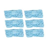Microfiber Headbands 6 Pack | Soft Elastic Bowknot for Makeup/Face Washing/Sports | Thickened Hair Bands Keep Hair Back & Dry (Azul claro)