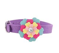 Microfiber Pet Collar with Colorful Petal | Adjustable Dog Collar for Small/Medium Dogs | Soft & Sturdy Cat Collar for Training, Walking, Photography (M)