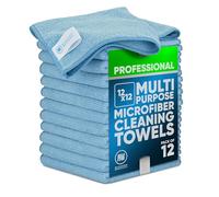 Microfiber Wholesale Buff Pro - Paños de Limpieza de Microfibra multisuperficie de 12 x 12 Pulgadas, Color Azul, Paquete de 12, Toallas de Microfibra Limpiar Vidrio, cocinas, baños, automoción,