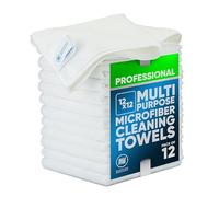 Microfiber Wholesale Paños de Limpieza de Microfibra multisuperficie MW Pro de 12 x 12 Pulgadas, Color Blanco, Paquete de 12, Toallas de Microfibra Limpiar Vidrio, cocinas, baños, automoción,