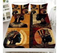 Microfibra cepillada Suave Sábana Ajustable 150x190 cm Bolsillo Profundo 30 cm, Tradicional Ancestral Tribus Africanas Transpirable Juego de Ropa de Cama MarróN Sábana Ajustable para Adultos Y Niños