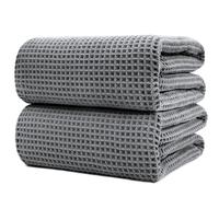 Microfibra de microfibra rpida seca seca de la pelusa Drita de bao 70 x 35 en el juego de 2 (tejido de gofres gris)