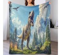 Microfibra Dinosaurio Jurásico Mantas para Sofa, 80x90inch(200x230cm) Manta Polar Sofa Extra Suave, T-Rex Manta De Franela Cálida Y Suave para Sofá Grande, Manta Cama, Colcha